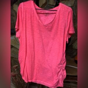 Neon pinkish T-shirt 100 cotton gathers at bottom
